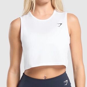 Gymshark White Cropped Muscle Tank